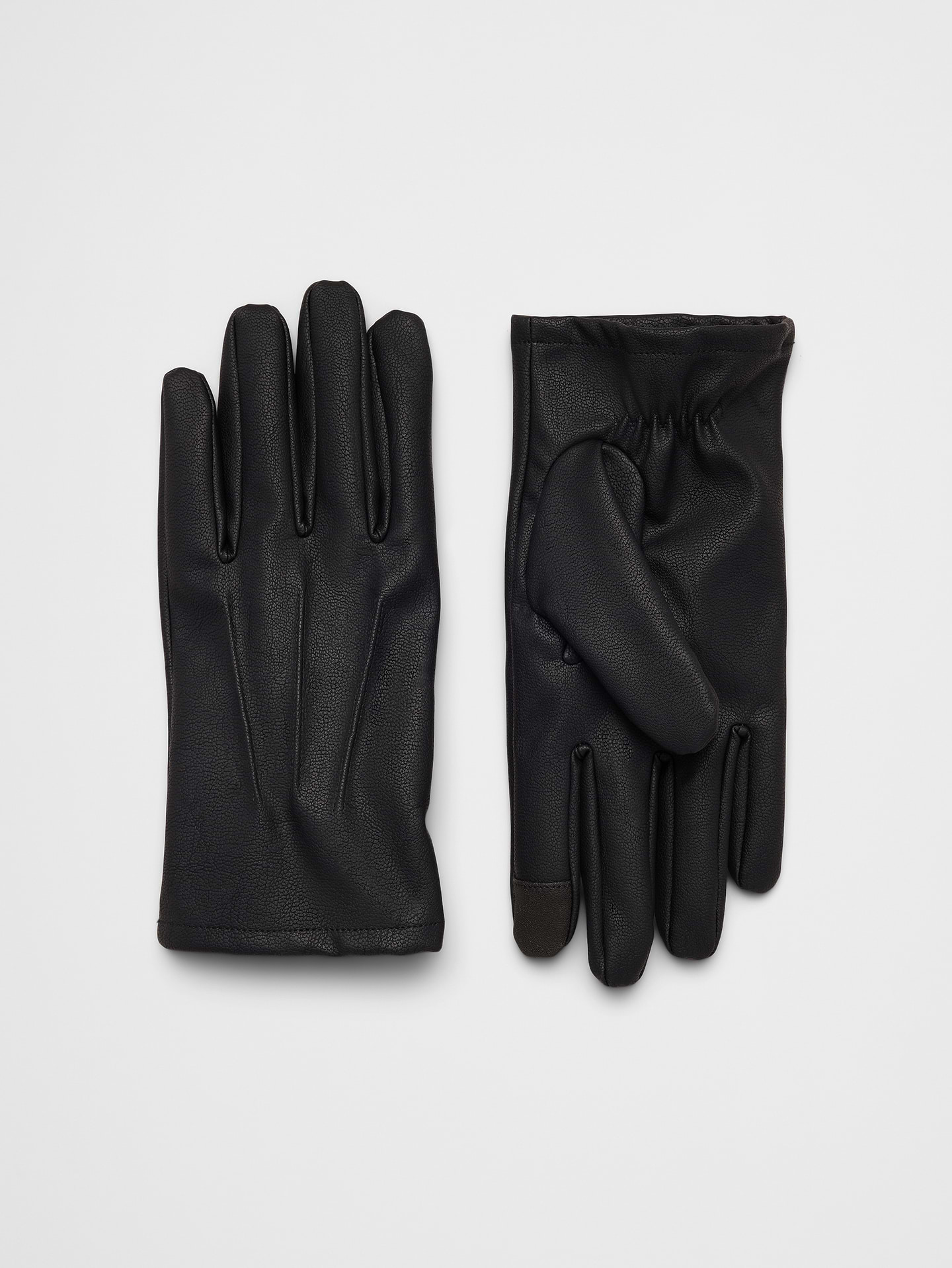 Image 1 of 1, Crafted from smooth vegan leather, these gloves feature a clean, classic design that complements any winter wardrobe. Timeless and versatile, they offer a polished finishing touch while helping keep hands warm throughout the season., VEGAN LEATHER: Soft and smooth, this faux leather looks and feels luxurious., Made exclusively for Banana Republic Factory., Product #1184475