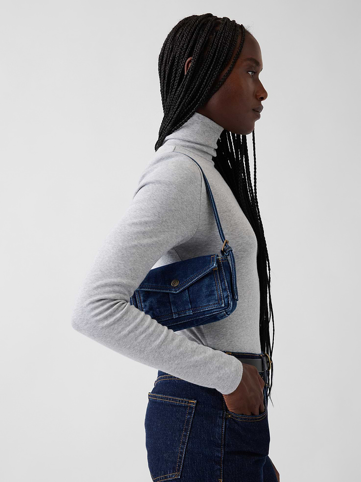 Image 2 of 8, Mini Denim Envelope Bag