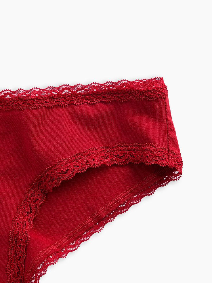 Image 3 of 5, SoftMade Organic Stretch Cotton Lace-Trim Cheeky Hipster