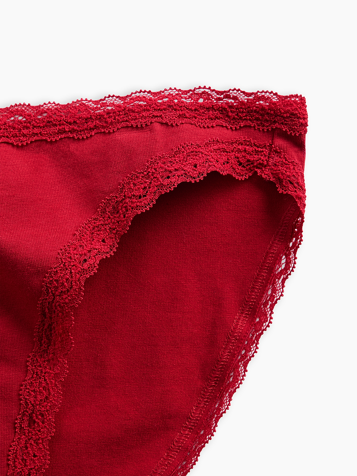 Image 3 of 4, SoftMade Organic Stretch Cotton Lace-Trim Bikini