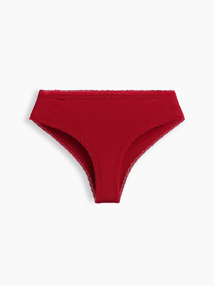 Image 5 of 5, SoftMade Organic Stretch Cotton Lace-Trim Cheeky Hipster