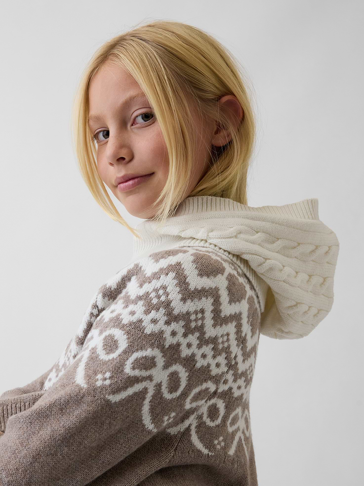 Image 2 of 3, Kids Cable-Knit Hood