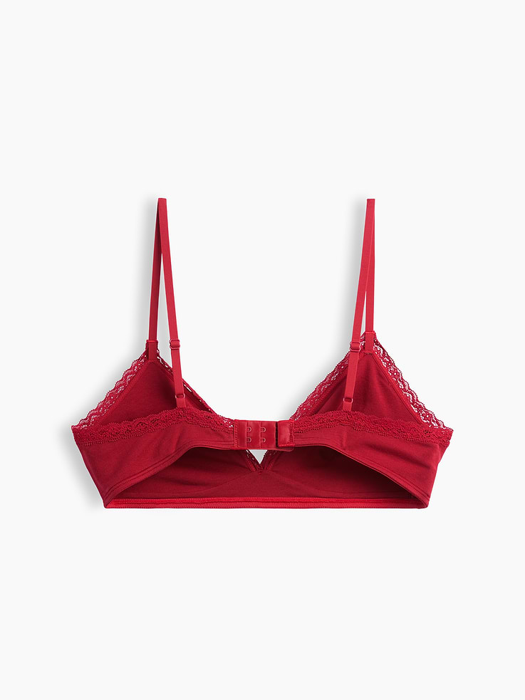Image 7 of 7, SoftMade Organic Stretch Cotton Lace-Trim Triangle Bralette