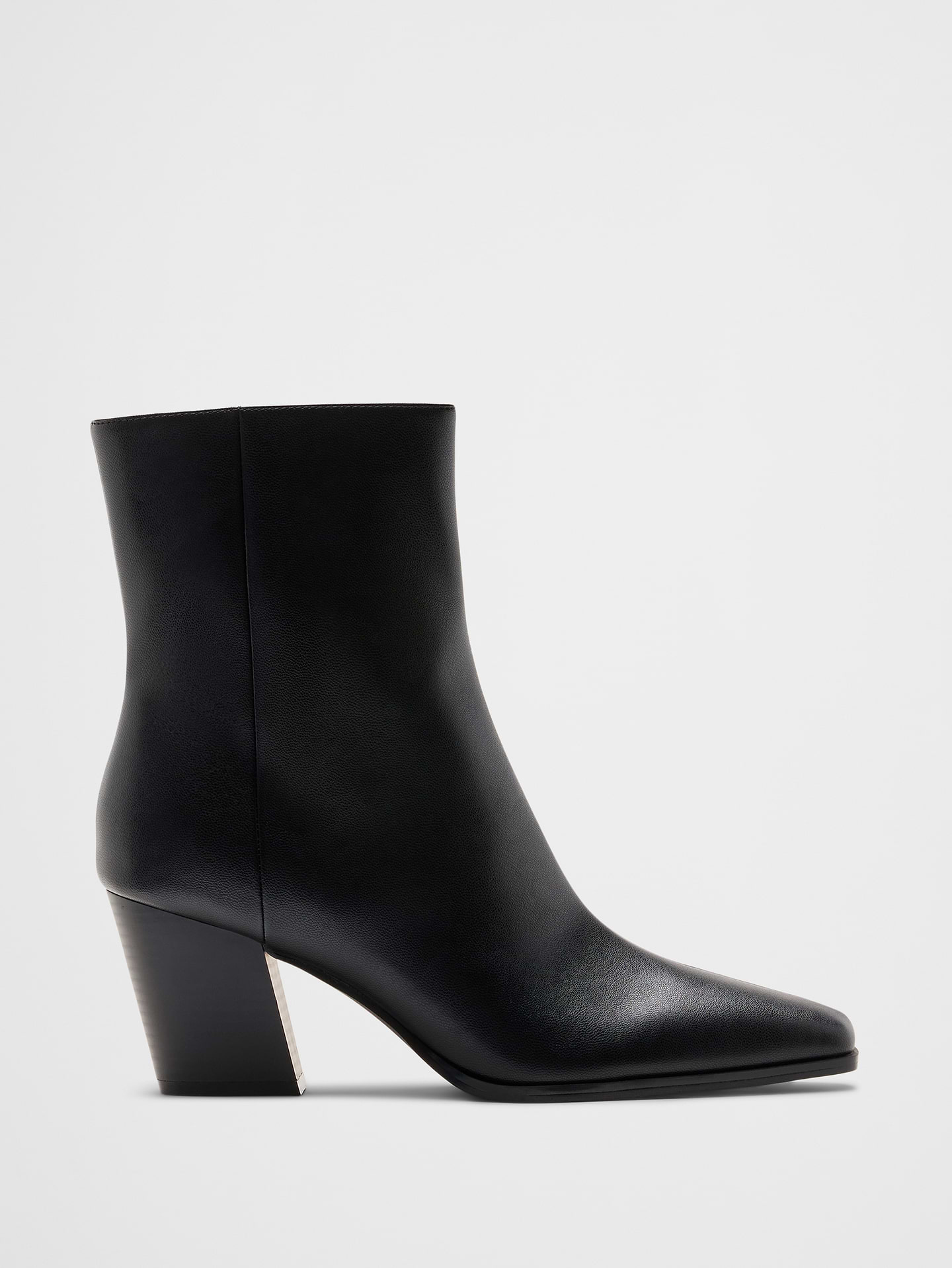 Image 1 of 5, Designed with a refined, elevated silhouette, this mid‑shaft bootie features a sleek tapered square toe for a modern look that easily dresses up or down. Finished with a walkable heel for all‑day comfort, it delivers the perfect balance of polish, versatility, and ease., VEGAN LEATHER: Soft and smooth, this faux leather looks and feels luxurious., Made exclusively for Banana Republic Factory., Product #1180942