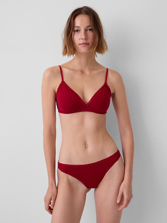 SoftMade Organic Stretch Cotton Lace-Trim Triangle Bralette