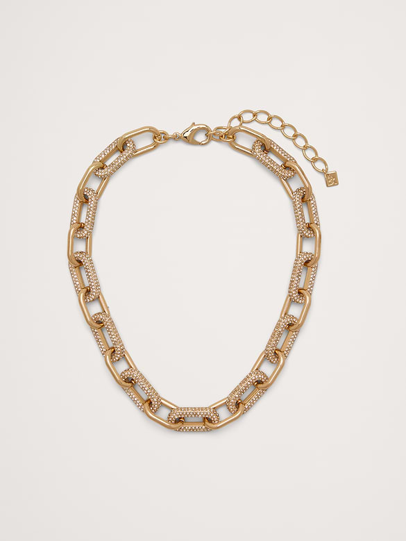 Pave Paperclip Necklace