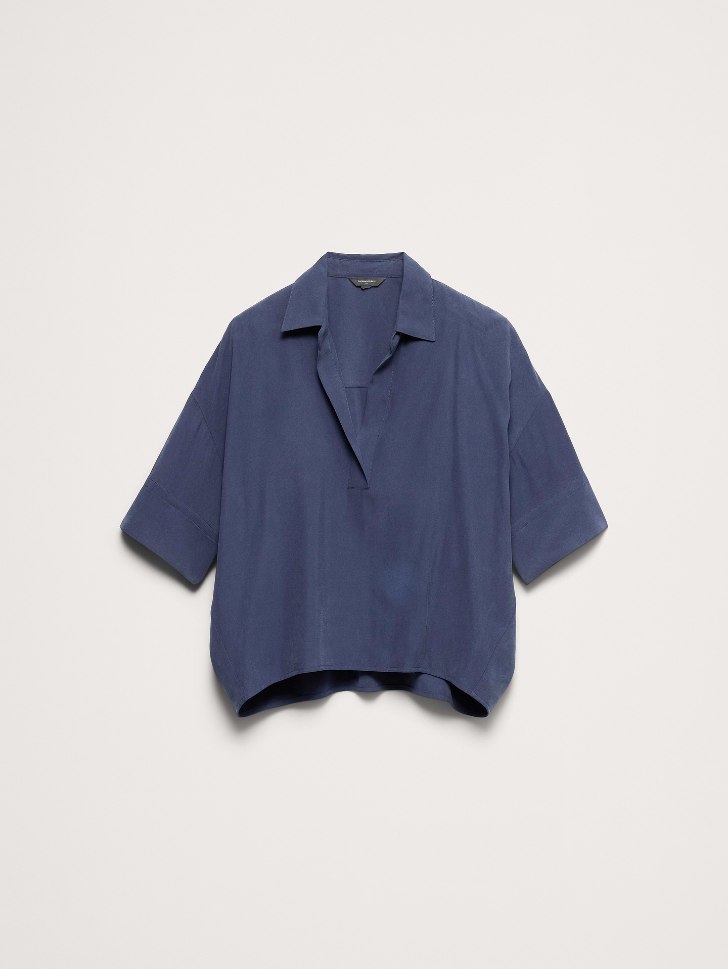 Image 4 of 7, Drapey Twill Collared Popover Top