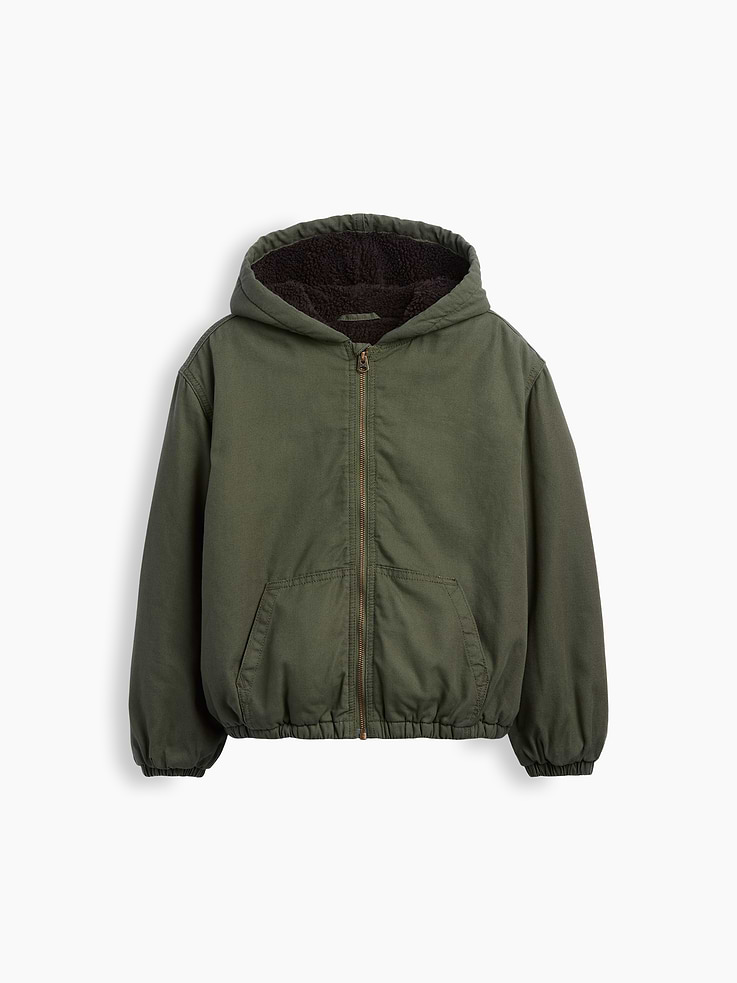 Image 6 of 6, Kids Sherpa-Lined Hooded Canvas Jacket