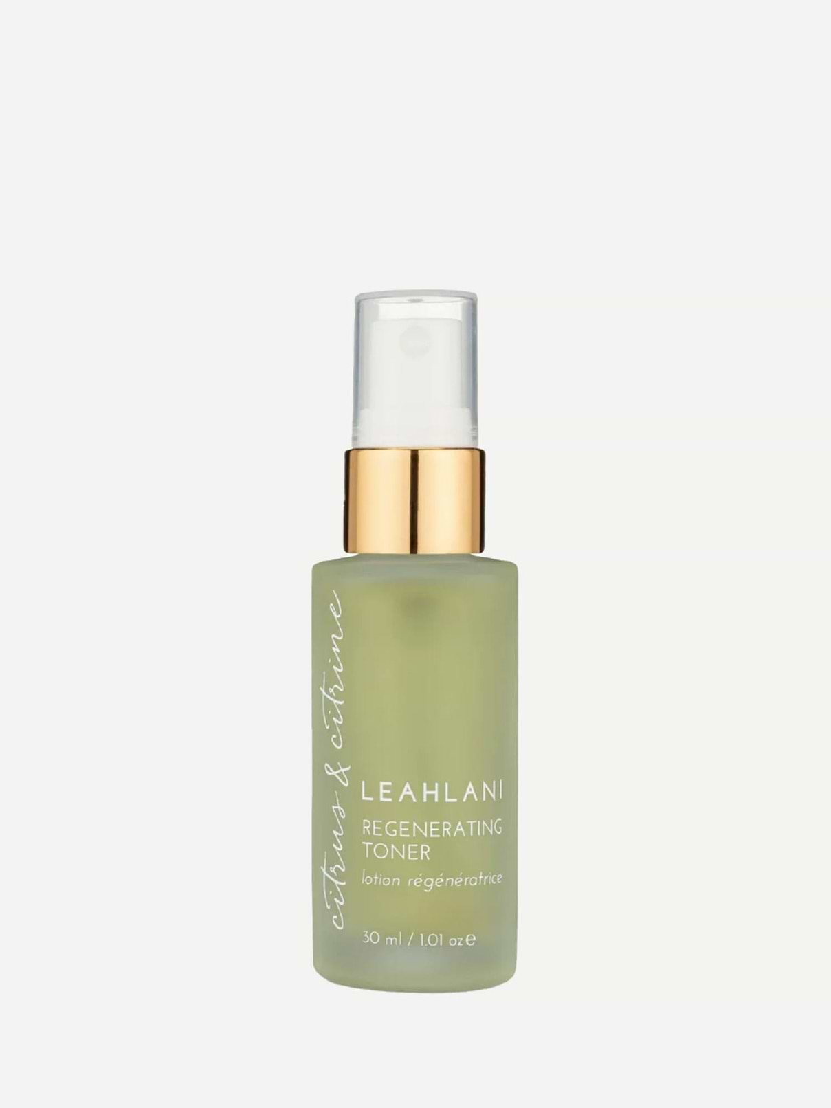 Image 1 of 2, a refreshing daily toning mist that brightens and hydrates the complexion, illuminating both skin and spirit, with its joyous blend of pure aloe water, juicy fruit acids, mineral-rich Hawaiian sea silt, and high-vibrational citrine, this energizing mist brings moisture and radiance to mature, oily, and acne-prone skin, illuminating hydration and brightening, boosts cellular metabolism, promoting healing, bottled with high vibrational citrine gemstone, Leahlani Skincare products are made fresh in small batches from high-performing organic, wildcrafted, and local Hawaiian ingredients- they are 100% cruelty free, and contain no synthetic dyes or fragrances, 30ml / 1.01oz, Product #1208420