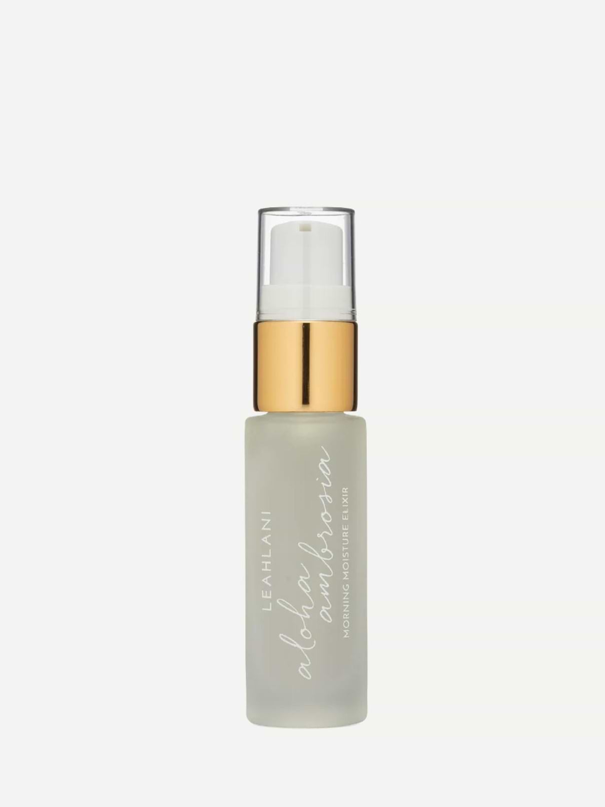 Image 1 of 2, a lightweight daily facial moisturizer that nourishes the skin with a vibrant blend of antioxidant-rich mangosteen, aloe, goji berry, guava, and passionfruit oils, designed to deliver lasting hydration without heaviness, Aloha Ambrosia absorbs effortlessly to soften, balance, and illuminate the complexion while supporting a healthy skin barrier, skin is left silky, radiant, and perfectly prepped for sunscreen, makeup, or a naturally glowing bare-faced day, lightweight all-day moisture and supernatural glow, skin balancing and anti-inflammatory, evens and improves skin tone, reduces appearance of fine lines and wrinkles, perfectly primes for flawless makeup application, 15ml / 0.5oz, Product #1208434