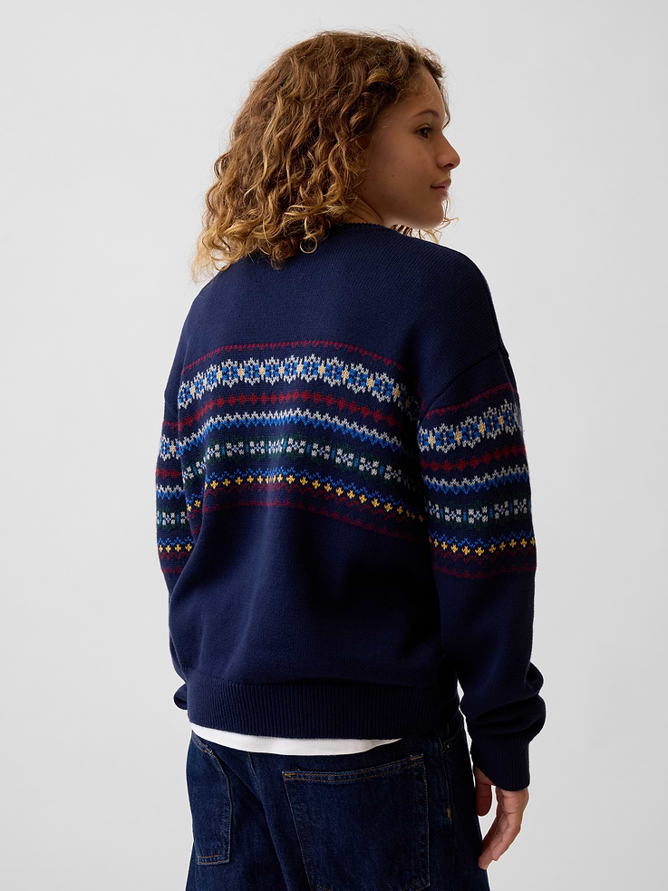 Image 3 of 5, Kids 100% Cotton Relaxed Crew Sweater