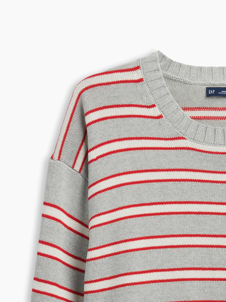 Image 4 of 5, Relaxed Stripe Crew Sweater