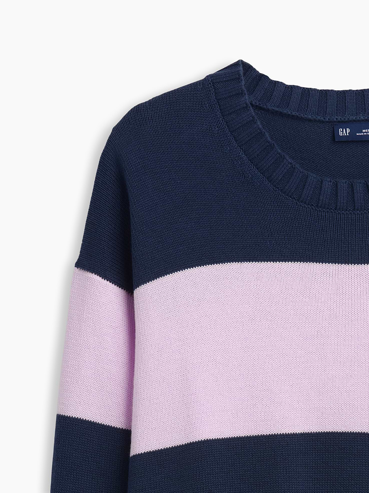 Image 4 of 5, Relaxed Stripe Crew Sweater