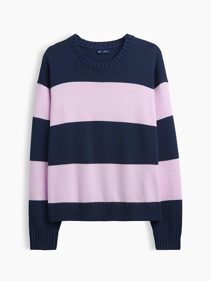 Image 5 of 5, Relaxed Stripe Crew Sweater