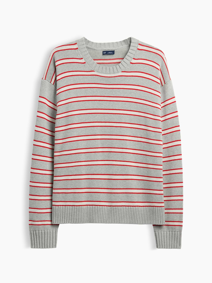 Image 5 of 5, Relaxed Stripe Crew Sweater