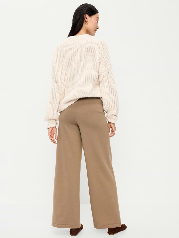 Image 3 of 5, High-Waisted Fleece Wide-Leg Leggings
