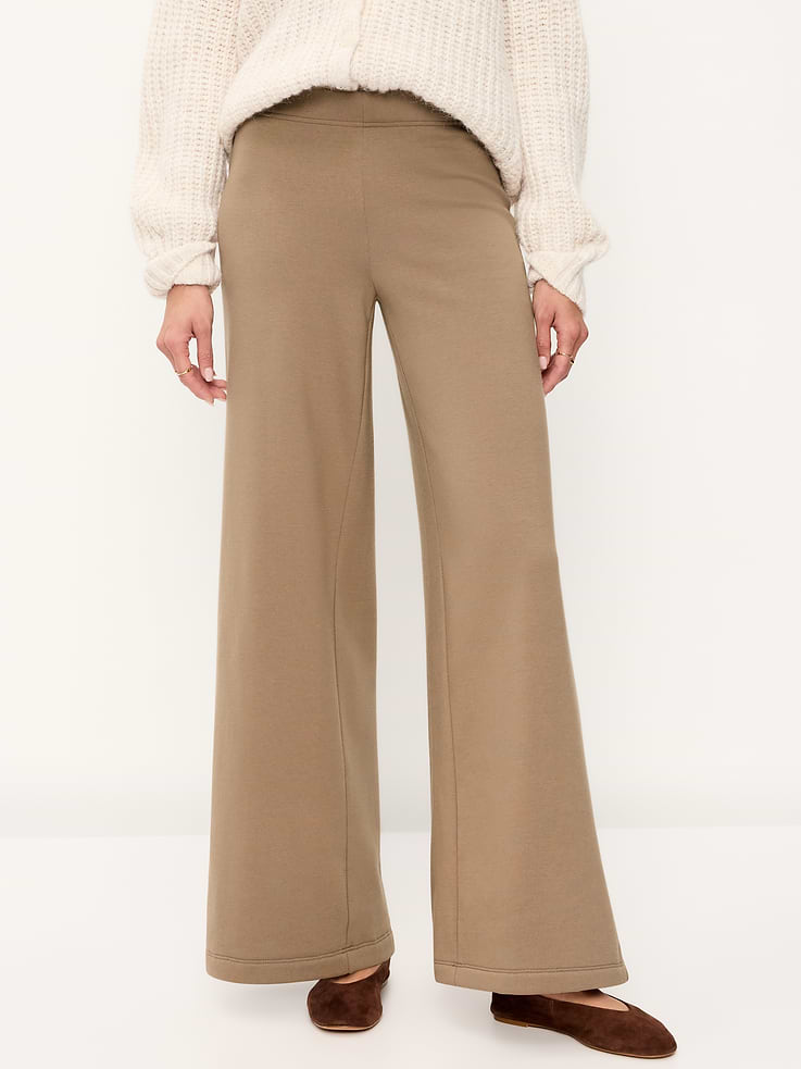 Image 2 of 5, High-Waisted Fleece Wide-Leg Leggings