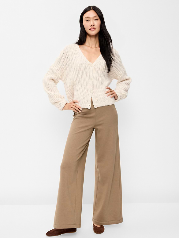 High-Waisted Fleece Wide-Leg Leggings