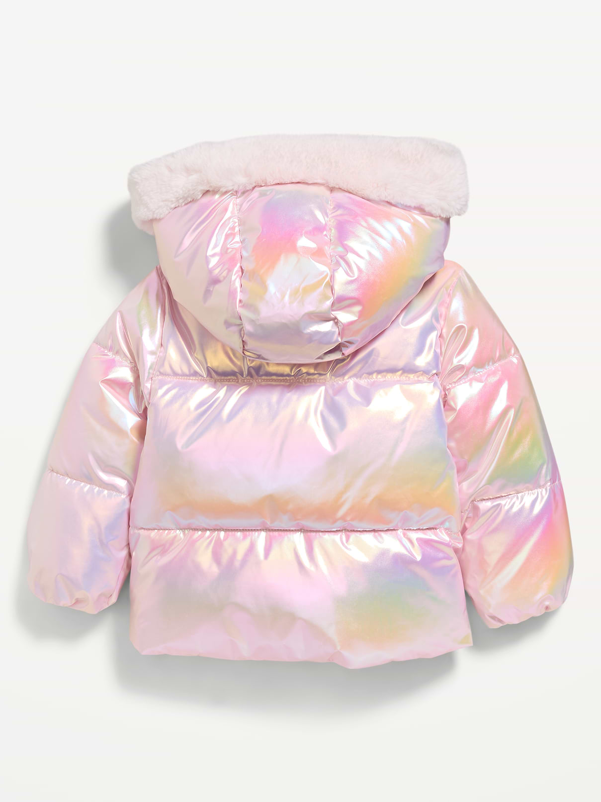 Image 3 of 3, Metallic Puffer Jacket for Toddler Girls
