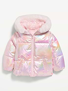 Image 2 of 3, Metallic Puffer Jacket for Toddler Girls