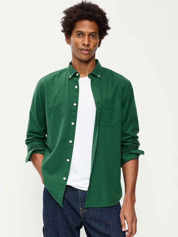 Image 1 of 4, spread collar, long sleeves, buttoned cuffs, patch chest pocket, seamed back yoke, Product #689913