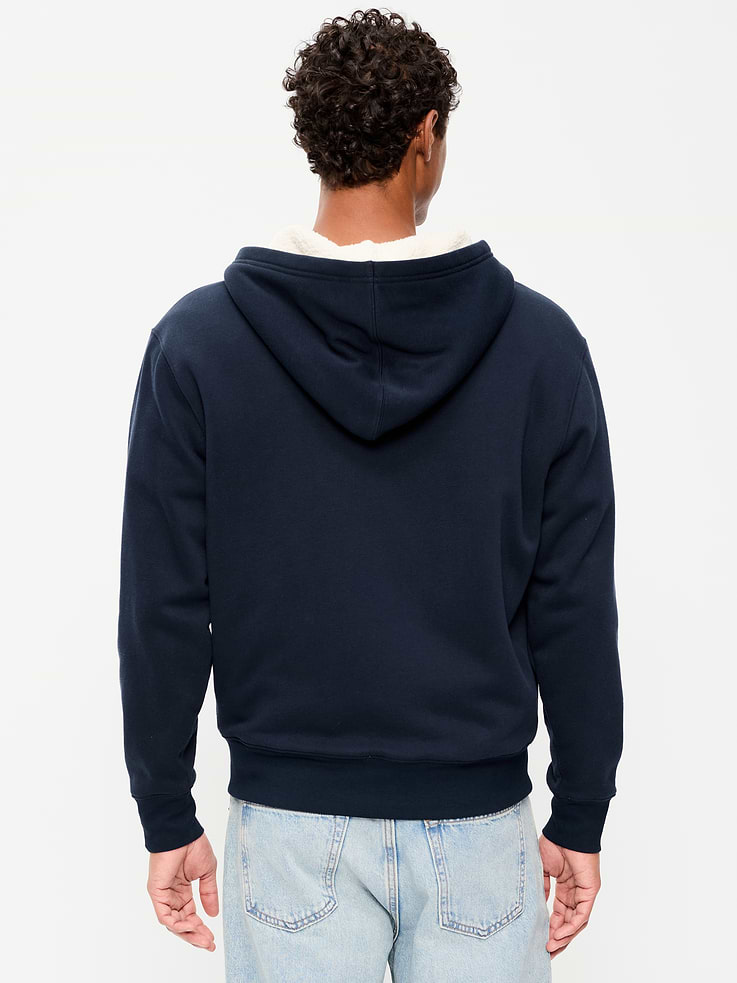 Image 2 of 4, Sherpa-Lined Logo Graphic Full-Zip Hoodie