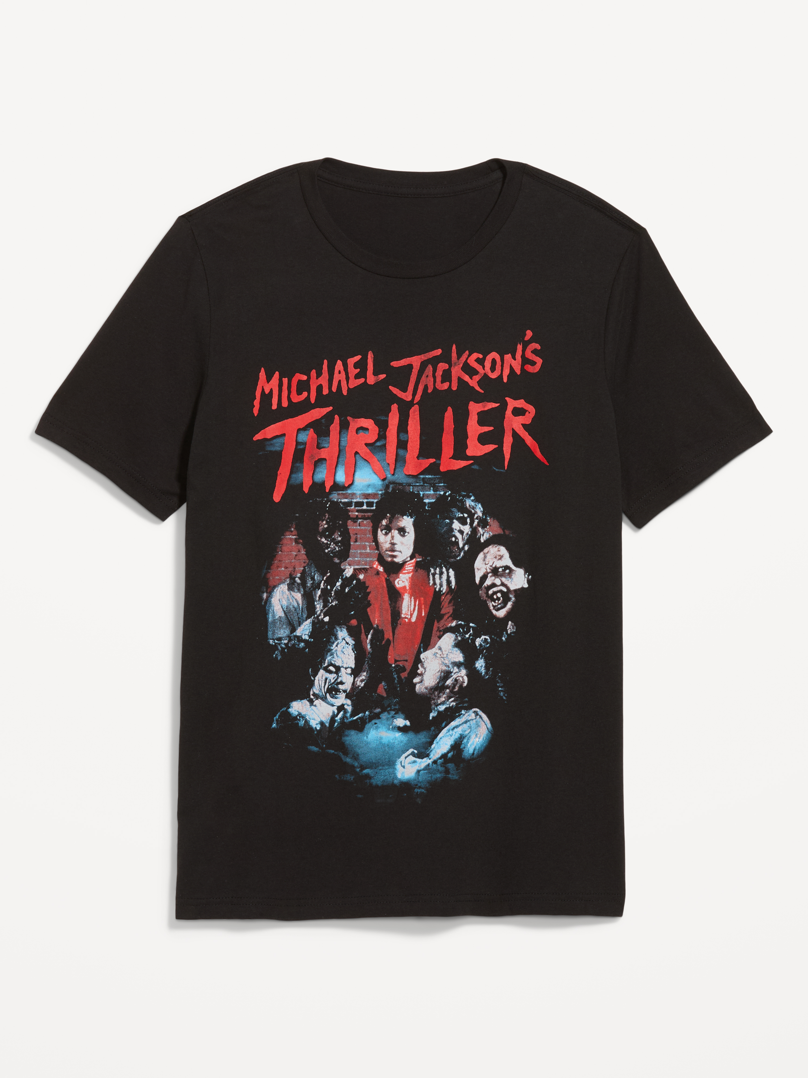 Image 1 of 2, rib-knit crew neck, short sleeves, licensed graphic, © 2026 MJJP Records, LLC. Powered by Sony Music Entertainment. All Rights Reserved., Product #1191842