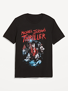 Image 1 of 2, rib-knit crew neck, short sleeves, licensed graphic, © 2026 MJJP Records, LLC. Powered by Sony Music Entertainment. All Rights Reserved., Product #1191842