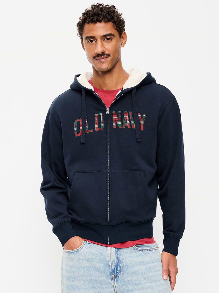 Image 1 of 4, drawstring hood, long sleeves, logo graphics, full-length zipper, hand-warming pockets, rib-knit trim, sherpa lining, Product #1186688