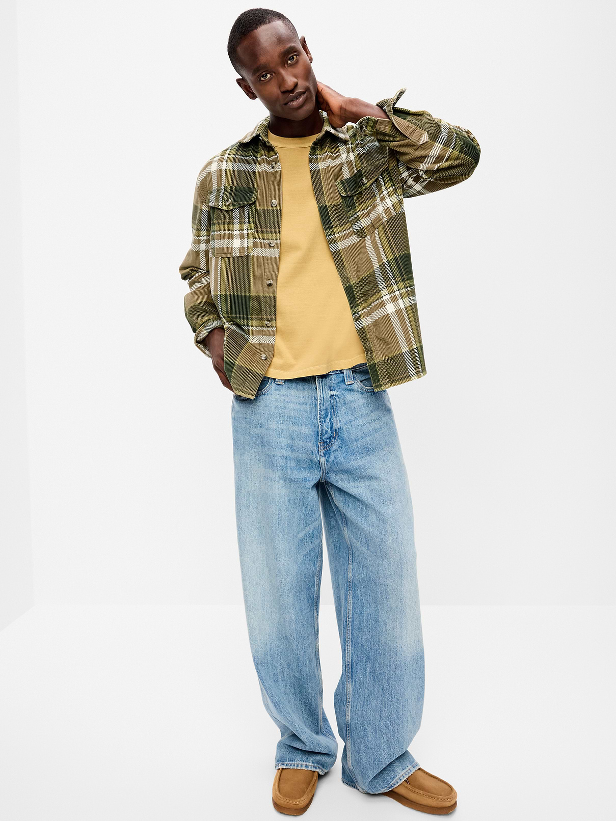 Image 3 of 3, Loose Fit Long-Sleeve Corduroy Shirt