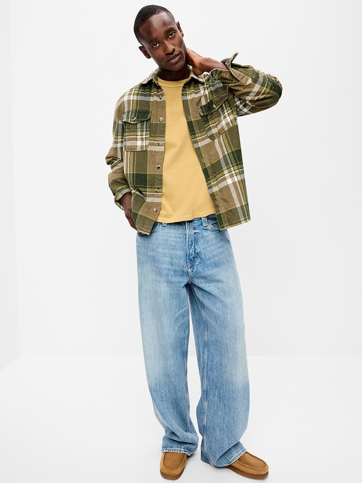 Image 3 of 3, Loose Fit Long-Sleeve Corduroy Shirt