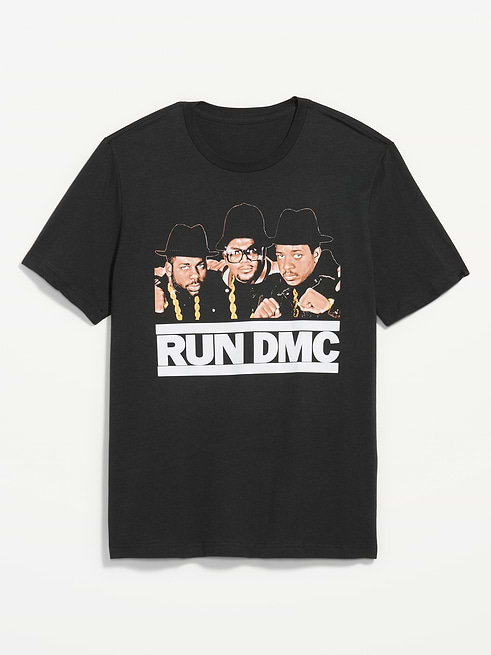Image 1 of 2, rib-knit crew neck, short sleeves, licensed graphic, © 2026 RUN-DMC, Product #909929