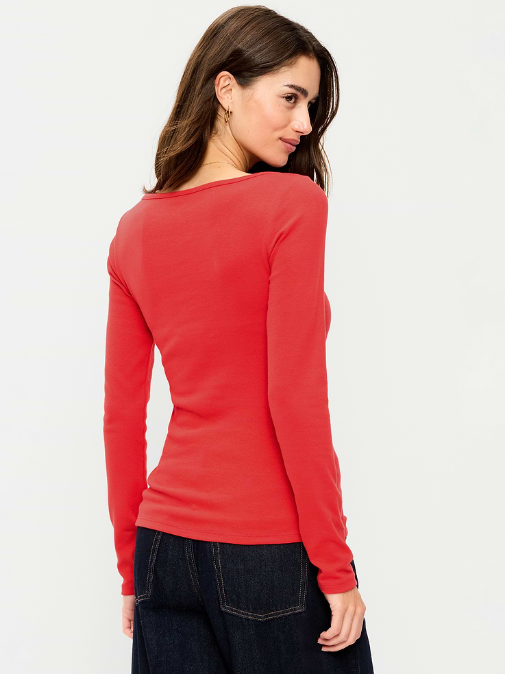 Image 2 de 8, T-shirt ajusté à manches longues et à encolure bateau