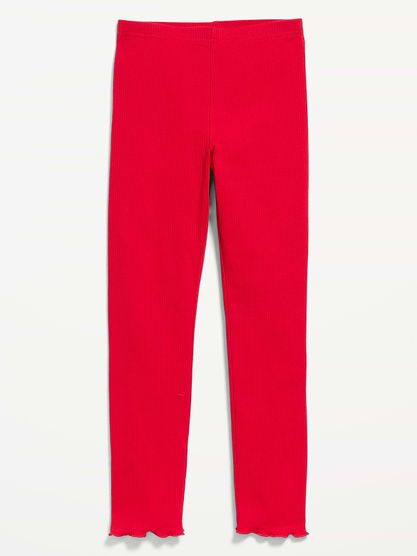 Ribbed Lettuce-Edge Leggings for Girls