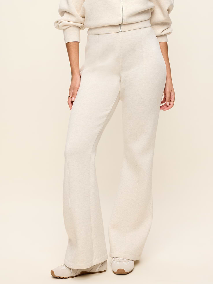 Image 6 de 7, Pantalon jambe évasée à taille haute en molleton raffiné