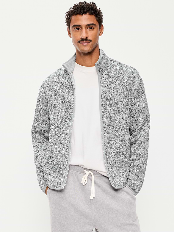 Sweater Fleece Sherpa-Lined Full-Zip Jacket