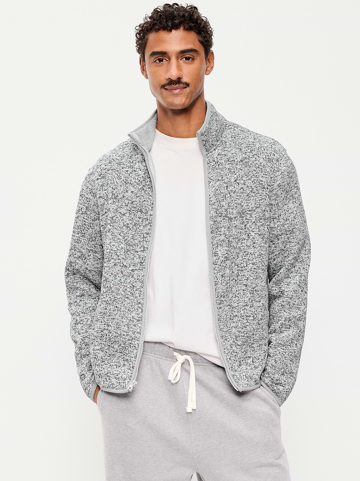 Image 1 of 4, standing collar, long sleeves, drop shoulders, full zip, welt pockets, cozy sherpa lining, Product #1182195