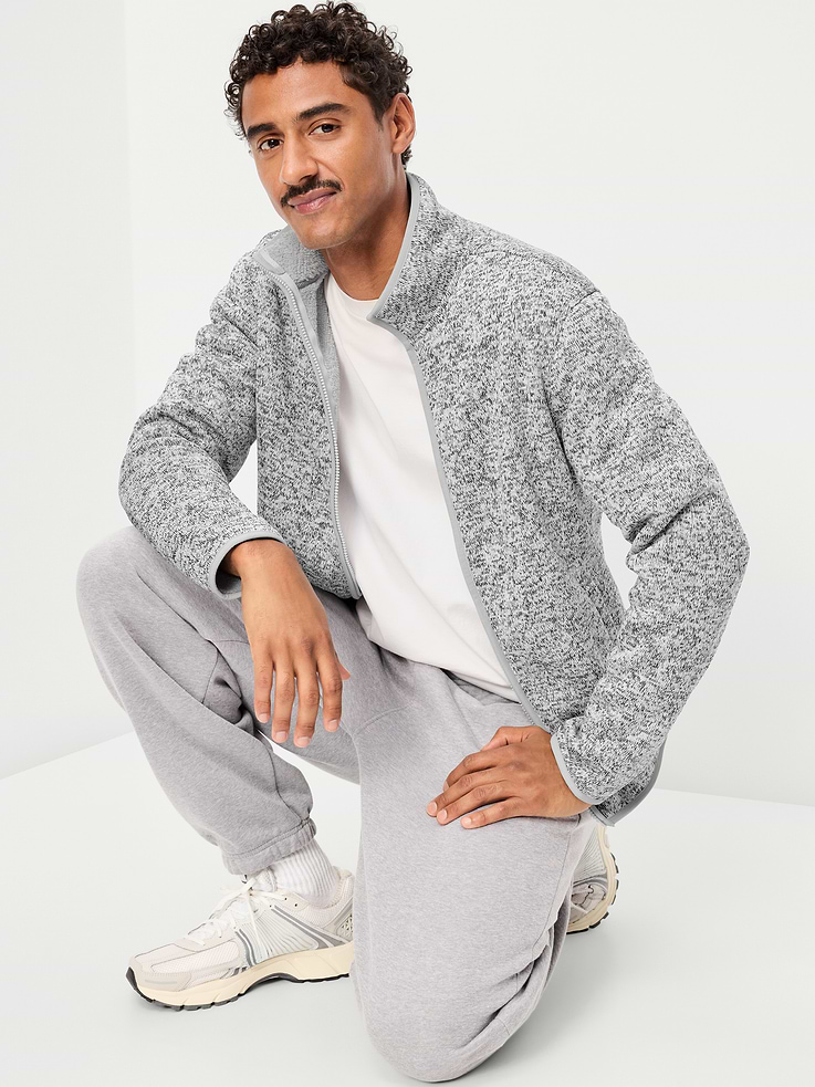 Image 3 of 4, Sweater Fleece Sherpa-Lined Full-Zip Jacket