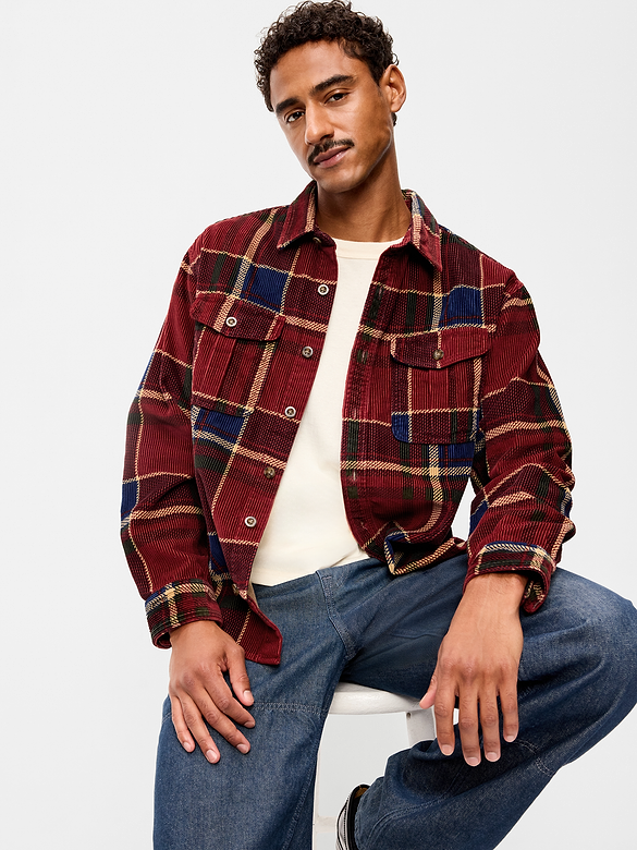 Loose Fit Long-Sleeve Corduroy Shirt