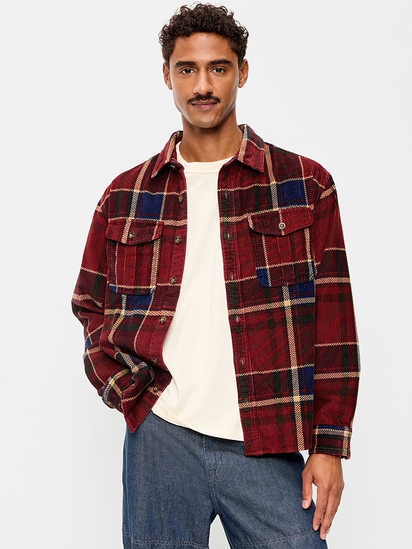 Image 3 of 3, Loose Fit Long-Sleeve Corduroy Shirt