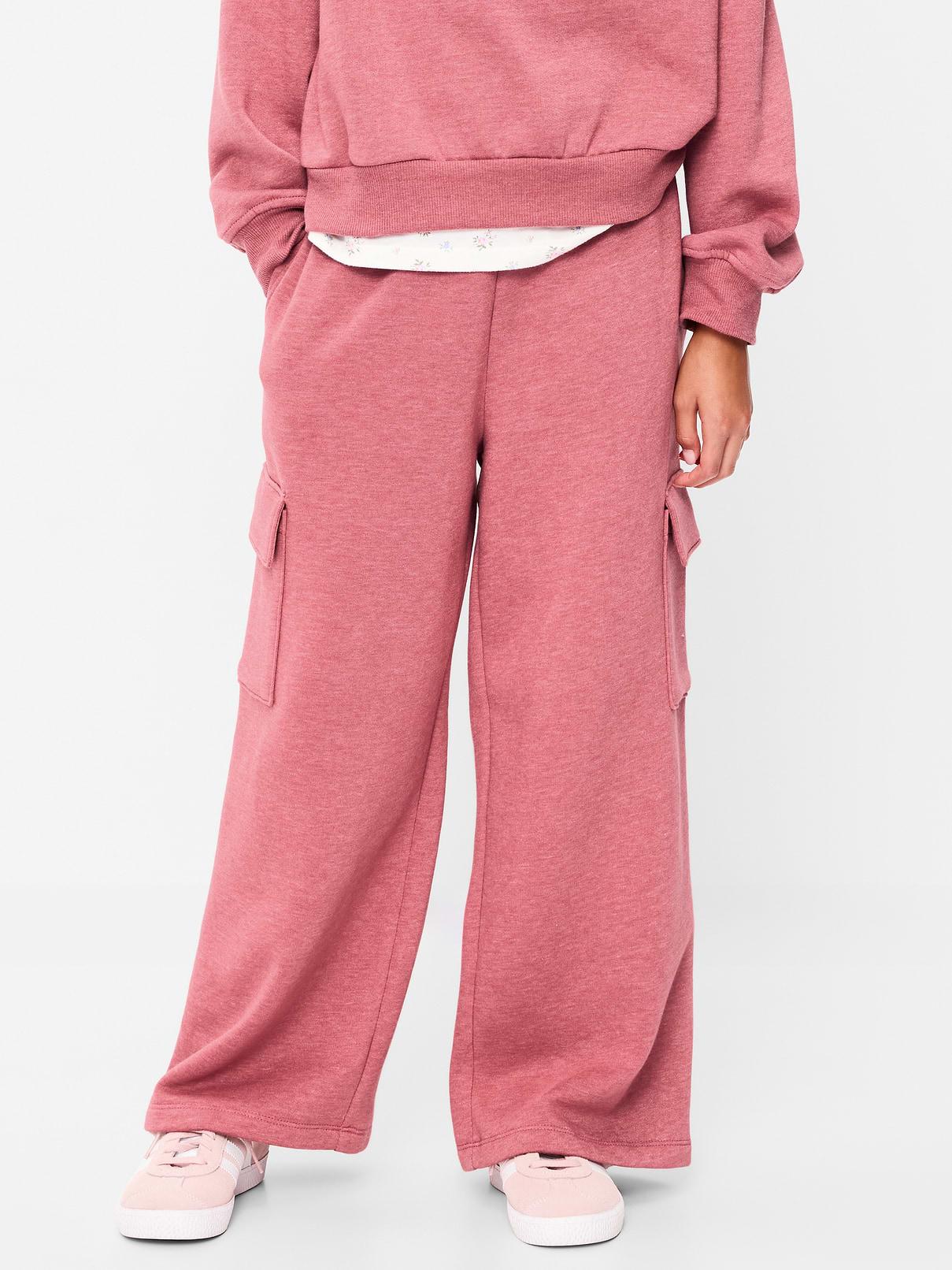 Image 1 of 4, elasticized waistband, on-seam pockets, cargo pockets at each leg, wide leg, Product #906950