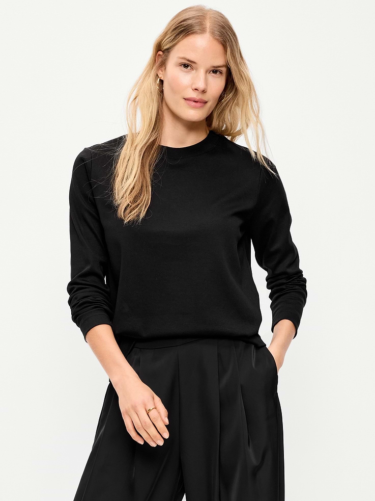 Image 1 of 8, rib-knit crew neck, long sleeves, Product #909493
