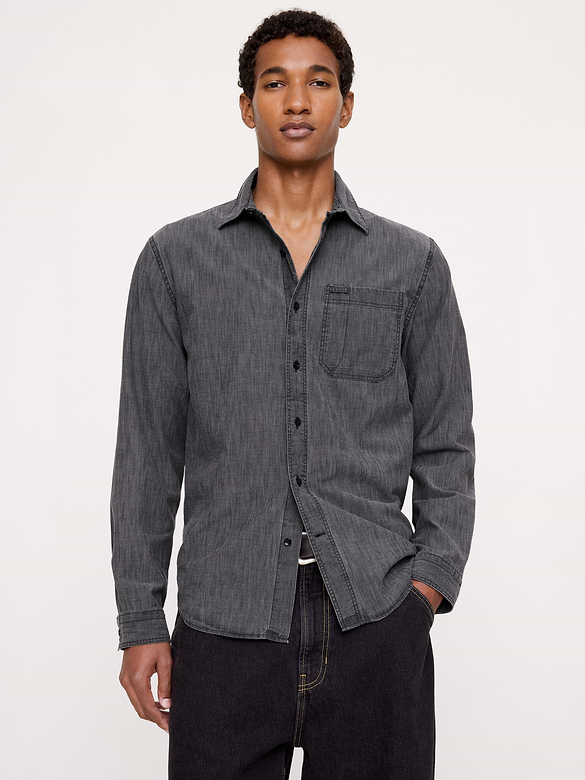 Standard-Fit Chambray Shirt