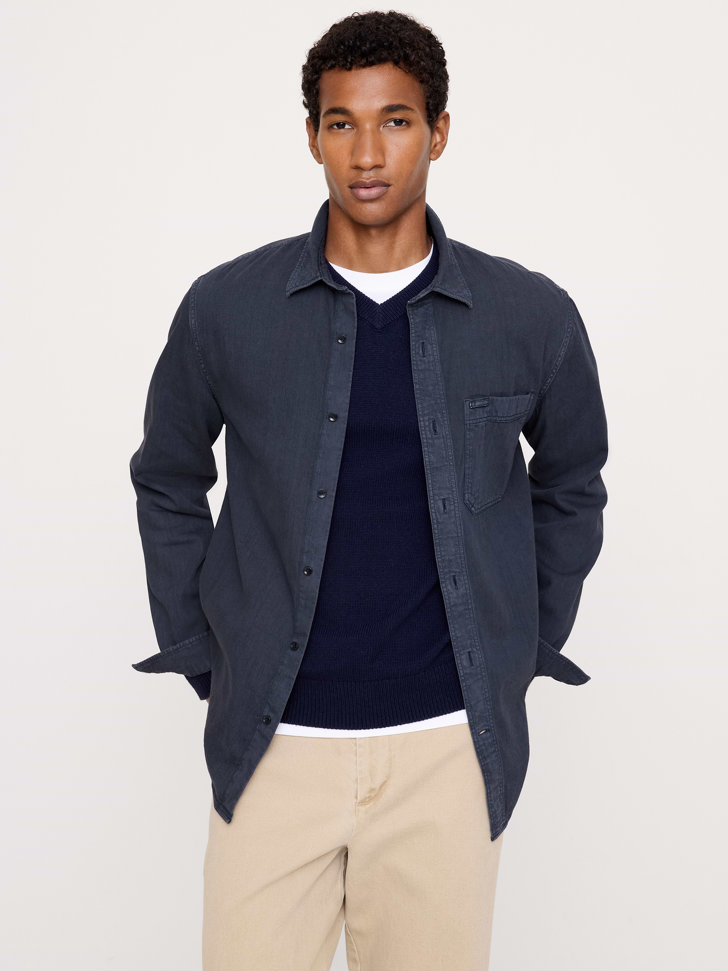 Image 5 of 7, Standard-Fit Chambray Shirt