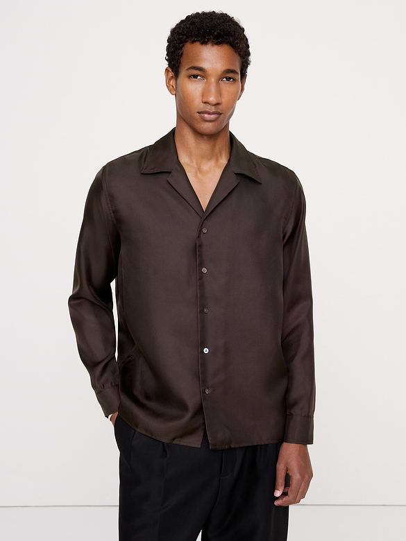 Standard-Fit Silk Long-Sleeve Resort Shirt