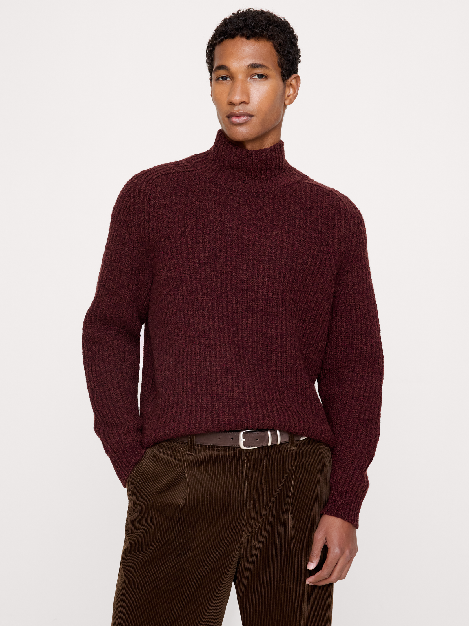 Image 1 of 3, So cozy, so warm, we love this sweater and it's richly colored yarn. Plus, it uses a wool-blend in a relaxed silhouette so it's easy to layer., Relaxed Fit: A straight & roomy fit. Dropped shoulder seam., Mock neck., Straight hem., Product #907556