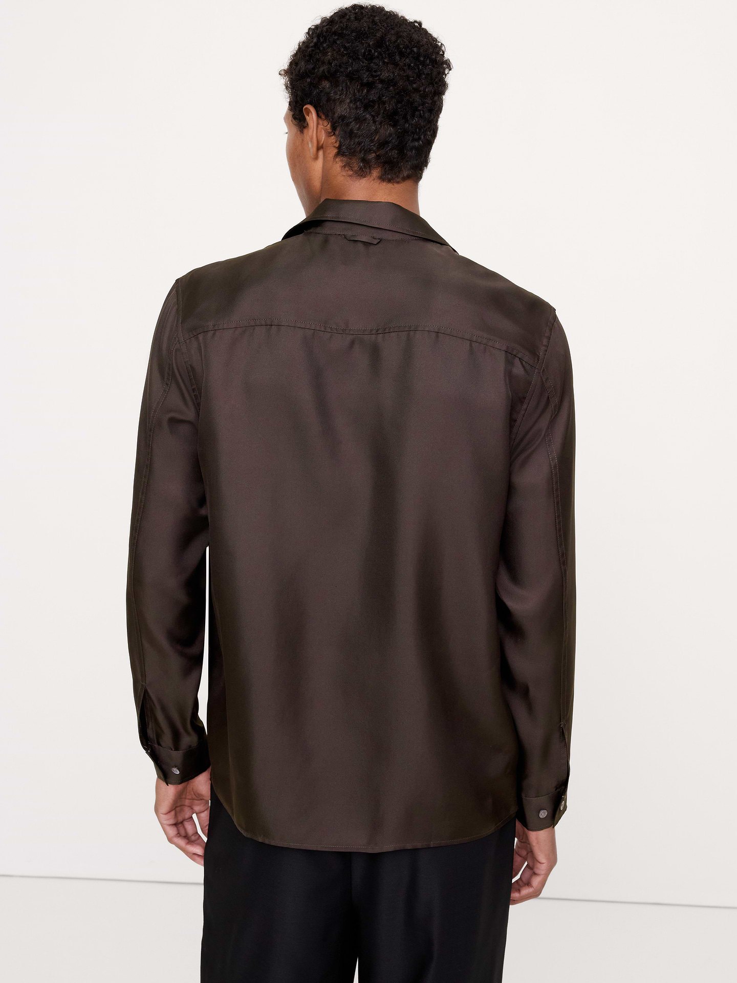 Image 3 of 5, Standard-Fit Silk Long-Sleeve Resort Shirt