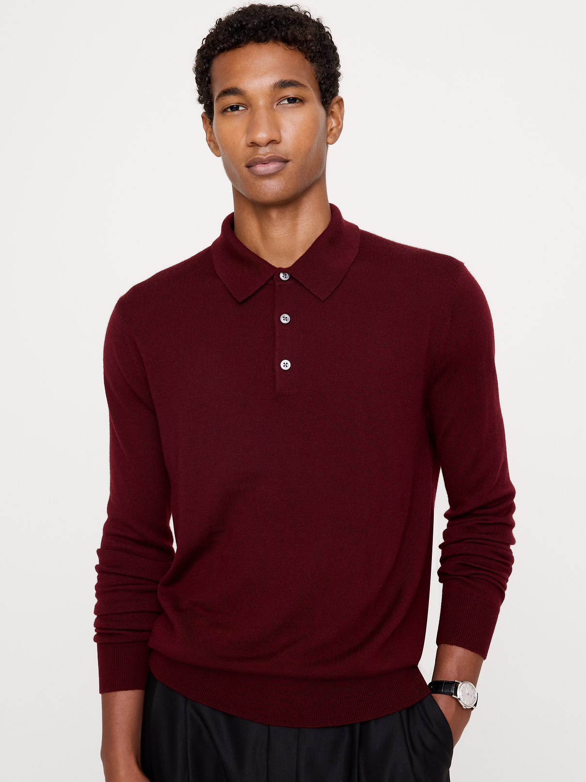 Merino Long-Sleeve Sweater Polo