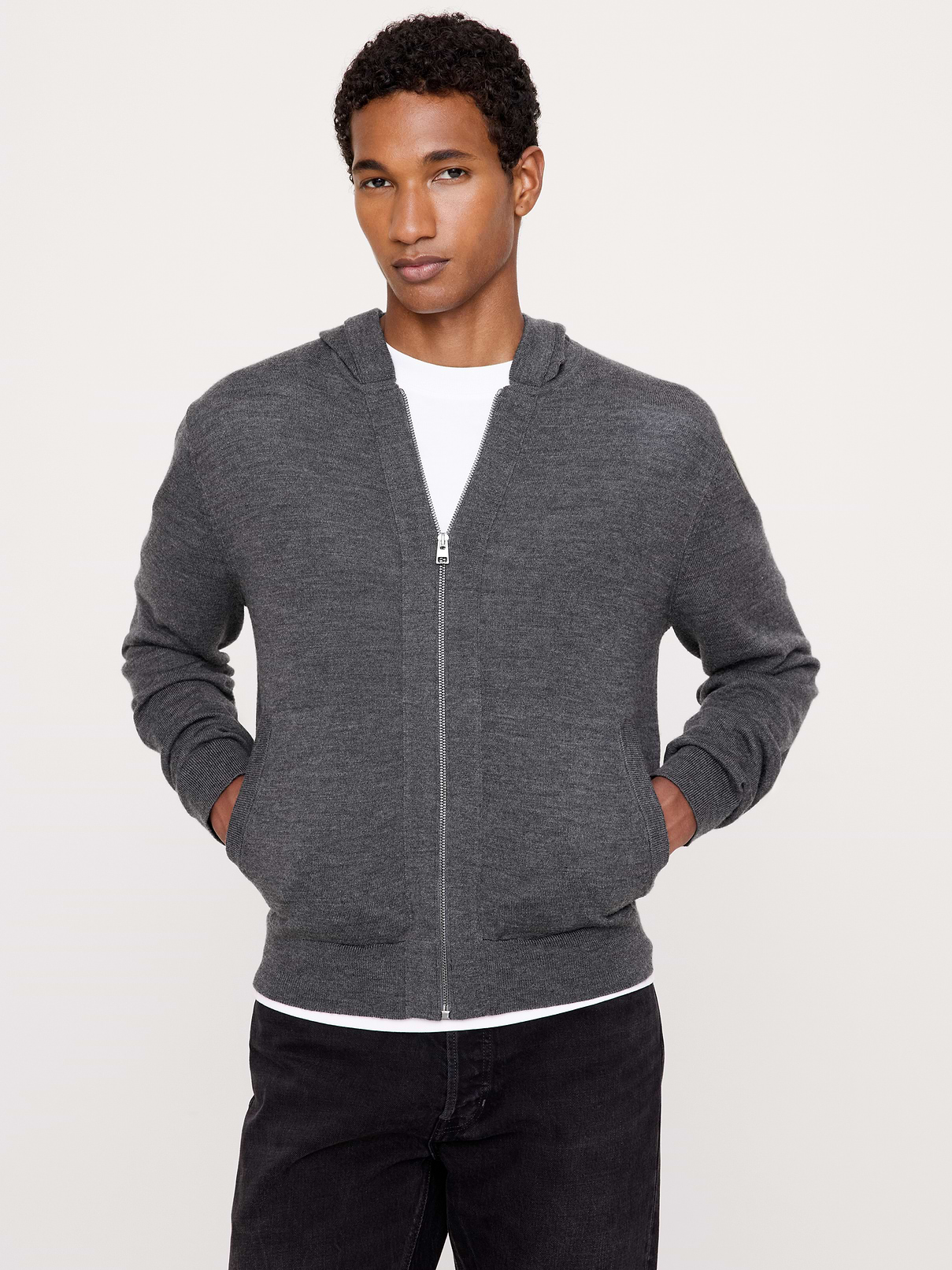 Merino Zip-Up Hoodie Sweater