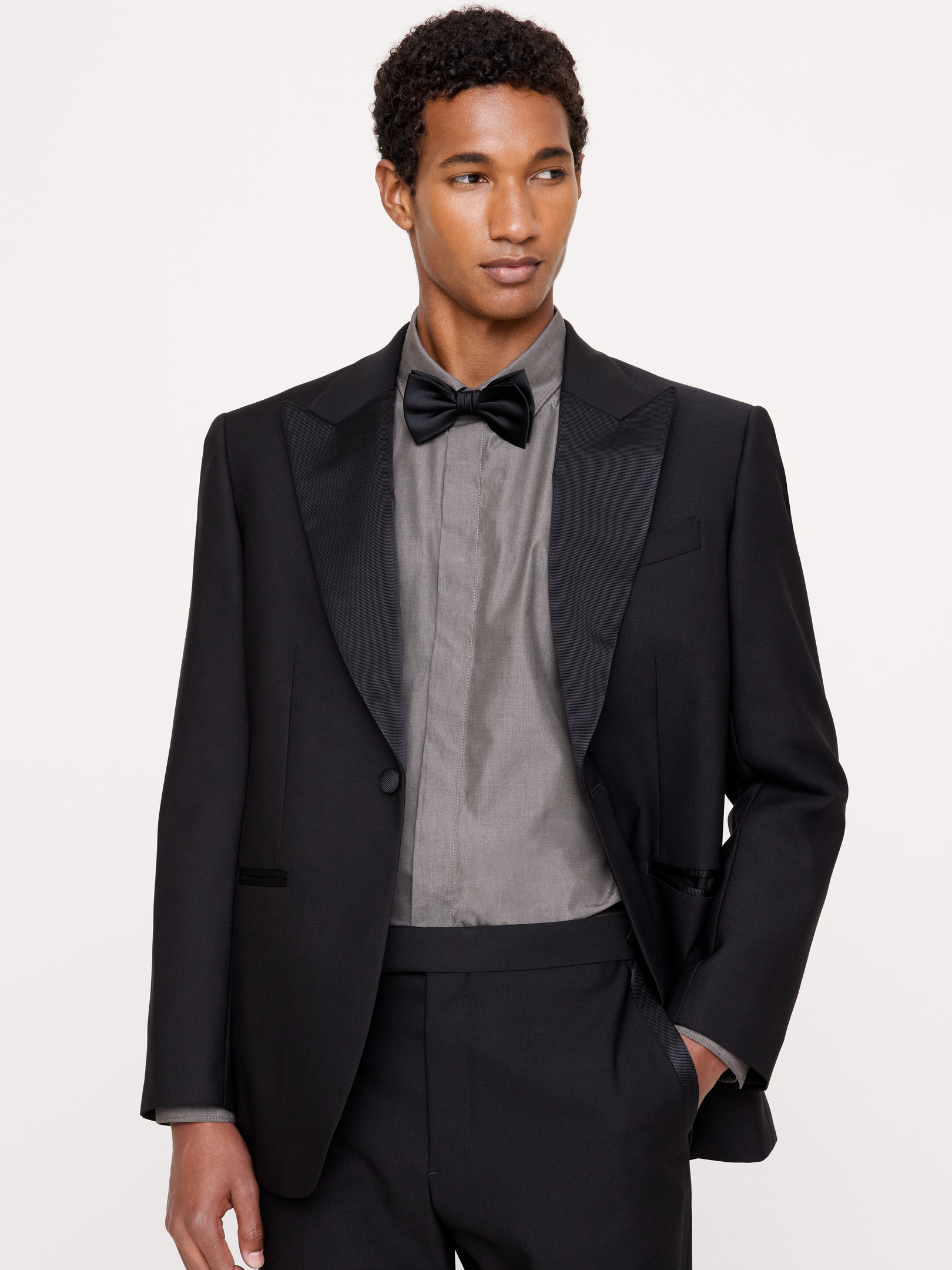 Image 3 of 4, Relaxed-Fit Cotton Poplin Tuxedo Shirt